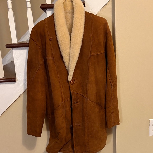 Saks Fifth Avenue Tan Shearling Coat - Picture 2 of 3